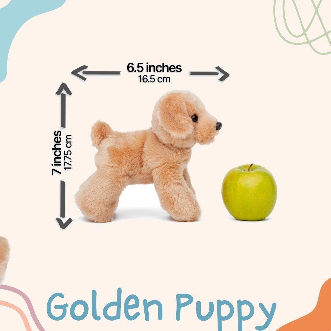 Jolitee Golden Retriever Plush - Soft Tan Stuffed Dog, 6.5x7 Inches, Poseable