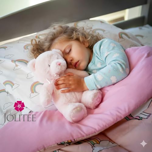 Jolitee My First Bear - 10 Inch Pink Teddy Bear for Newborns, Soft Plush with Embroidered Eyes