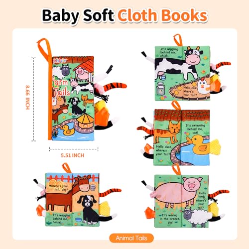 Jollybaby Farm Tails Cloth Book – Soft, Crinkle, Touch & Feel Baby Toy