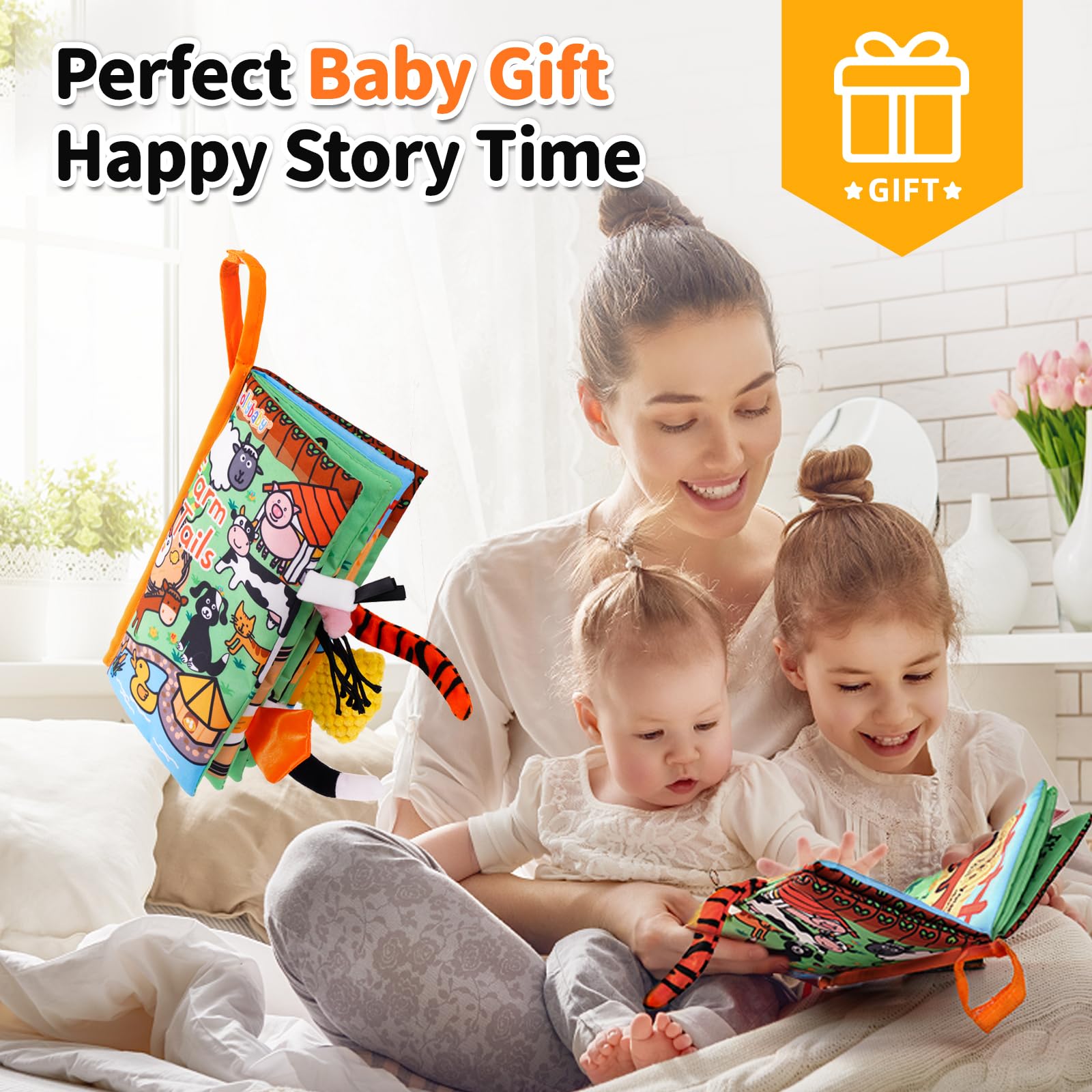 Jollybaby Farm Tails Cloth Book – Soft, Crinkle, Touch & Feel Baby Toy
