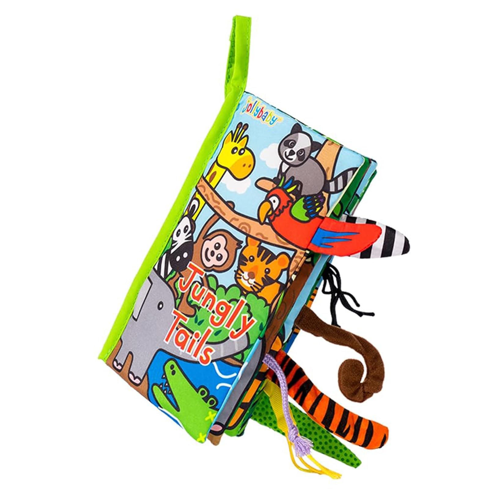 Jollybaby Jungle Tails Crinkle Cloth Book – Soft Sensory Toy for 0-6 Month Infants