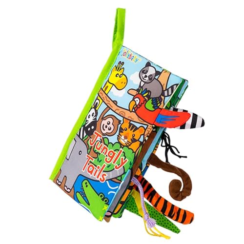 Jollybaby Jungle Tails Crinkle Cloth Book – Soft Sensory Toy for 0-6 Month Infants