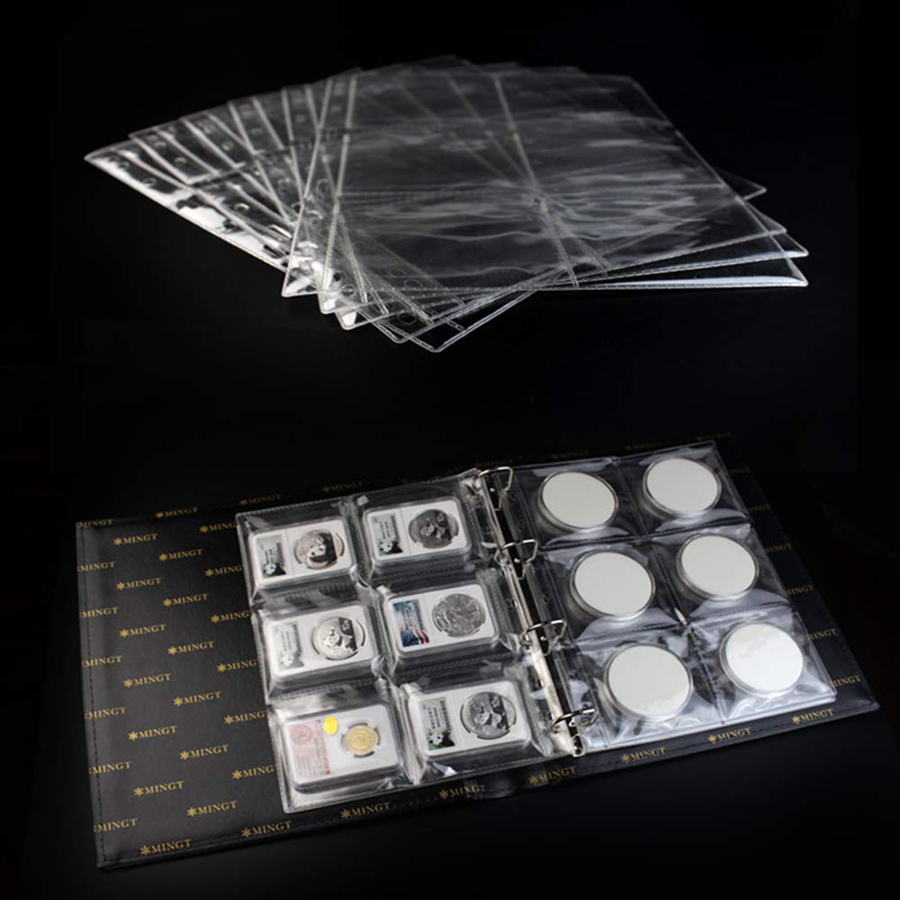 Jomevia 10-Pack Coin Pages – 6 Pocket PVC Coin Holders for 3-Ring Binders