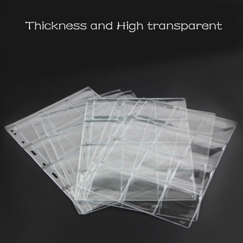 Jomevia 10 Sheets 12 Pocket Coin Pages Clear PVC Holders for 3-Ring Binder