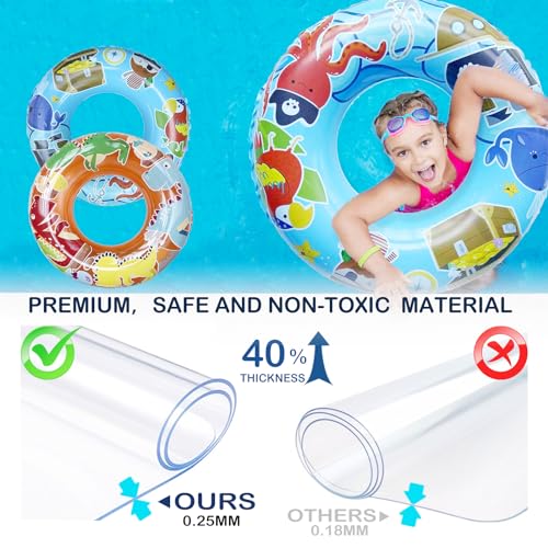 Jomi & Jolly Pirate and Dinosaur Pool Floats for Kids Ages 3-6 – 27.5 Inch Inflatable Swim Rings Set of 2