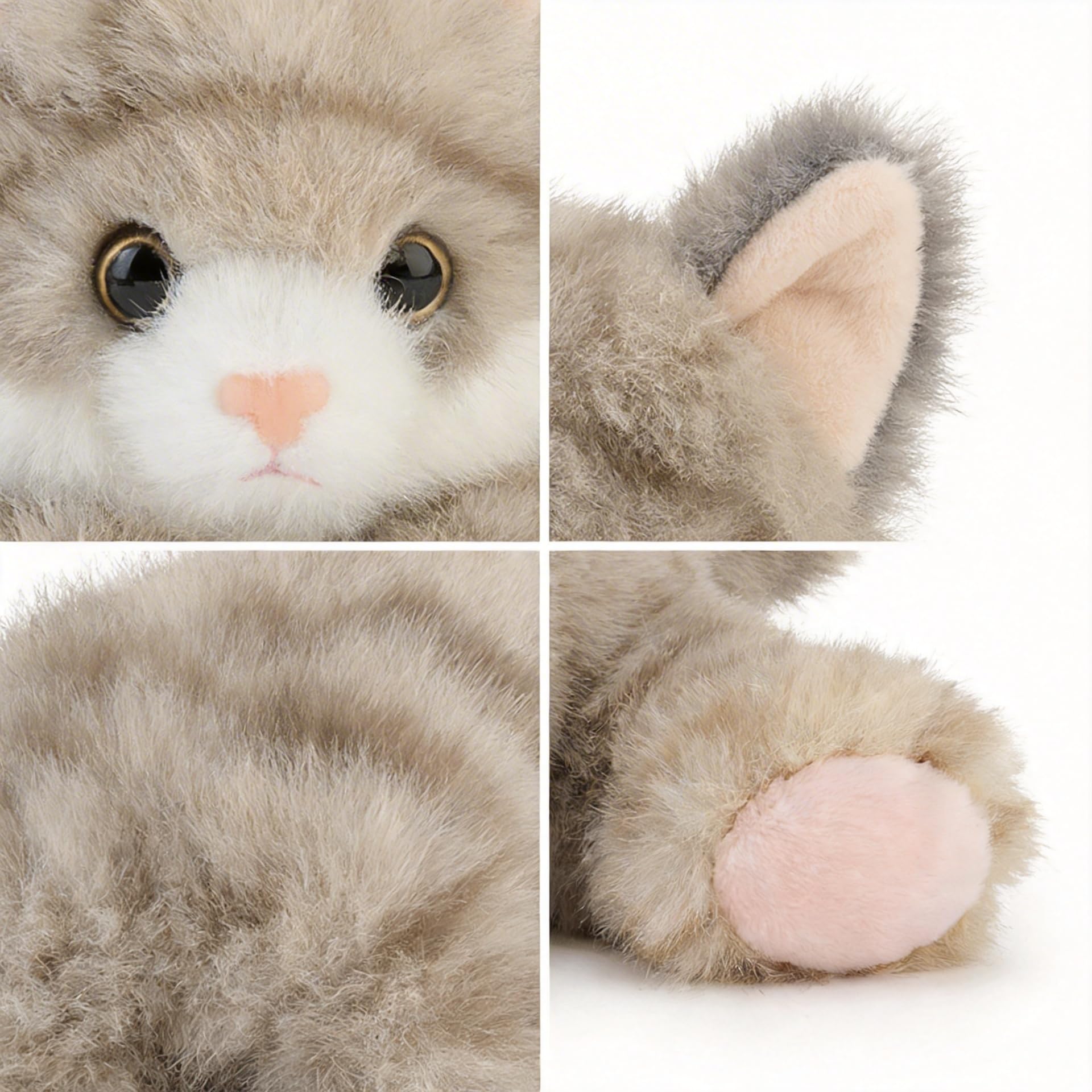 Jorkei 8-Inch Weighted Grey Cat Plush Toy - Soft & Cute Small Stuffed Animal for Kids and Adults