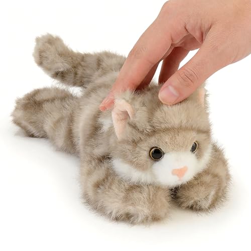 Jorkei 8-Inch Weighted Grey Cat Plush Toy - Soft & Cute Small Stuffed Animal for Kids and Adults
