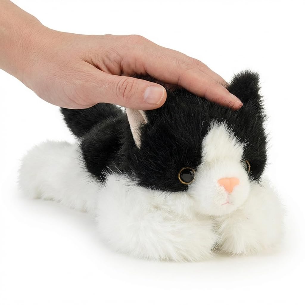 Jorkei Weighted Black Cat Plush Toy - 8 Inch Soft Stuffed Animal, Cute Small Plushie Gift for Kids and Adults