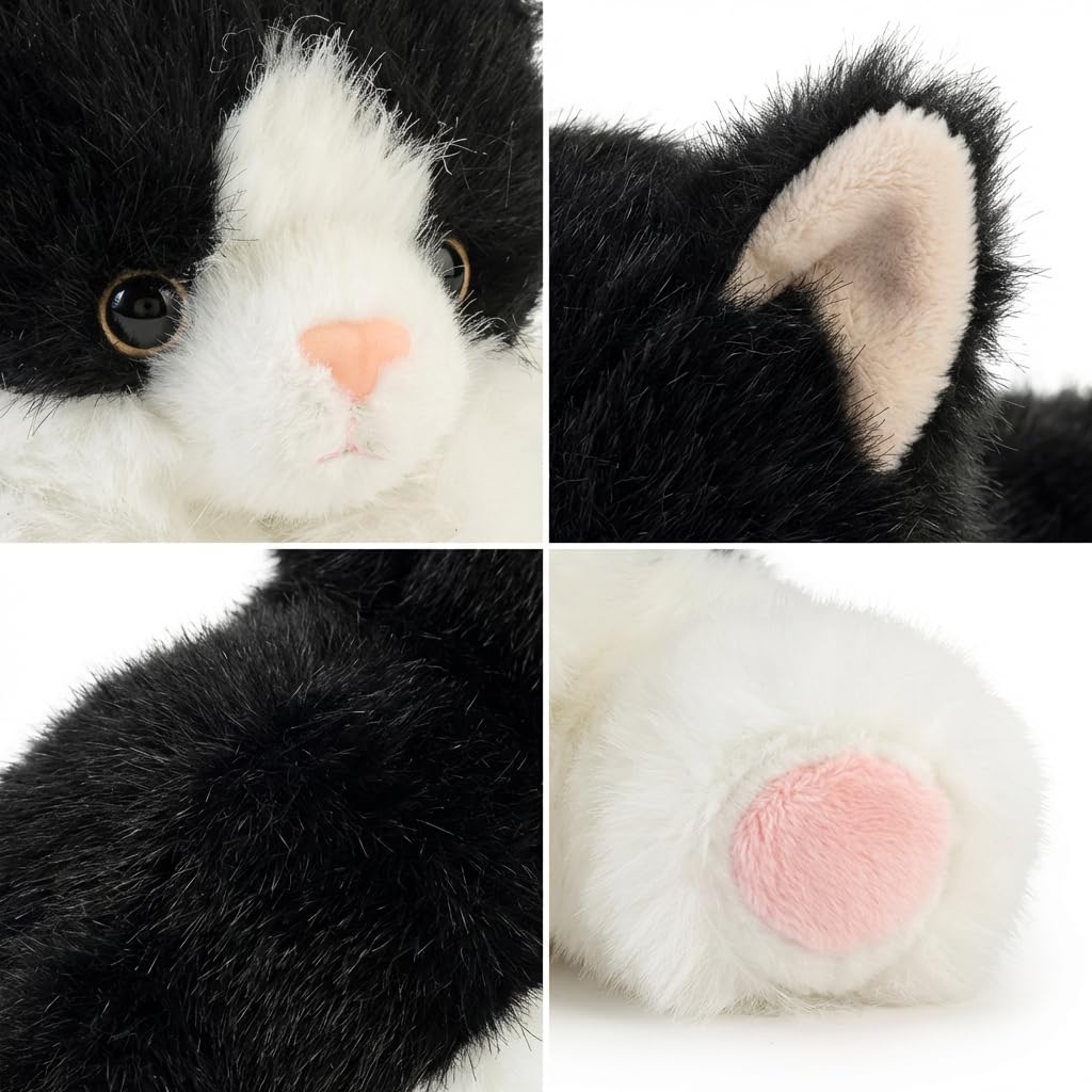 Jorkei Weighted Black Cat Plush Toy - 8 Inch Soft Stuffed Animal, Cute Small Plushie Gift for Kids and Adults