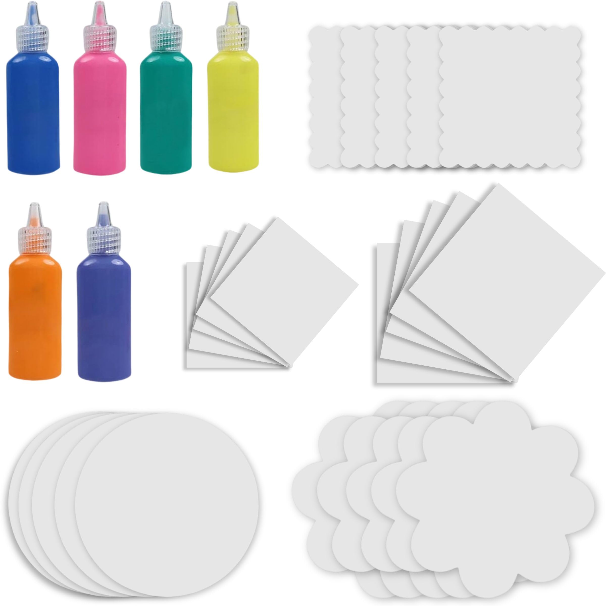 Jovial & Joyful Spin Art Refill Pack: 25 Cardboard Shapes + 6 Paint Colors
