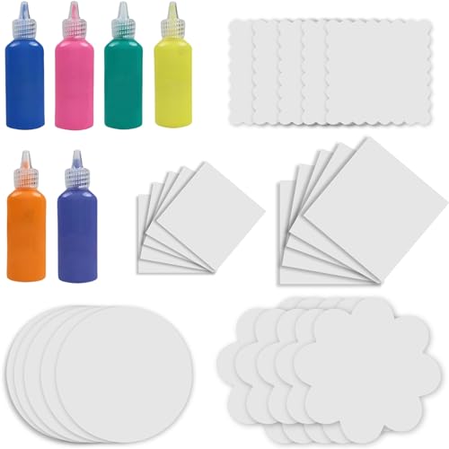 Jovial & Joyful Spin Art Refill Pack: 25 Cardboard Shapes + 6 Paint Colors