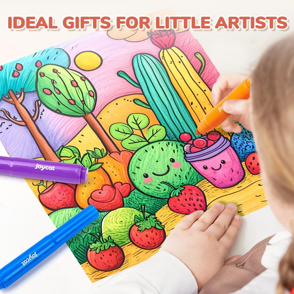 JoyCat 24 Scented Washable Markers for Kids – Fruit & Dessert Fragrances with Conical Tips, Non-Toxic Art Supplies
