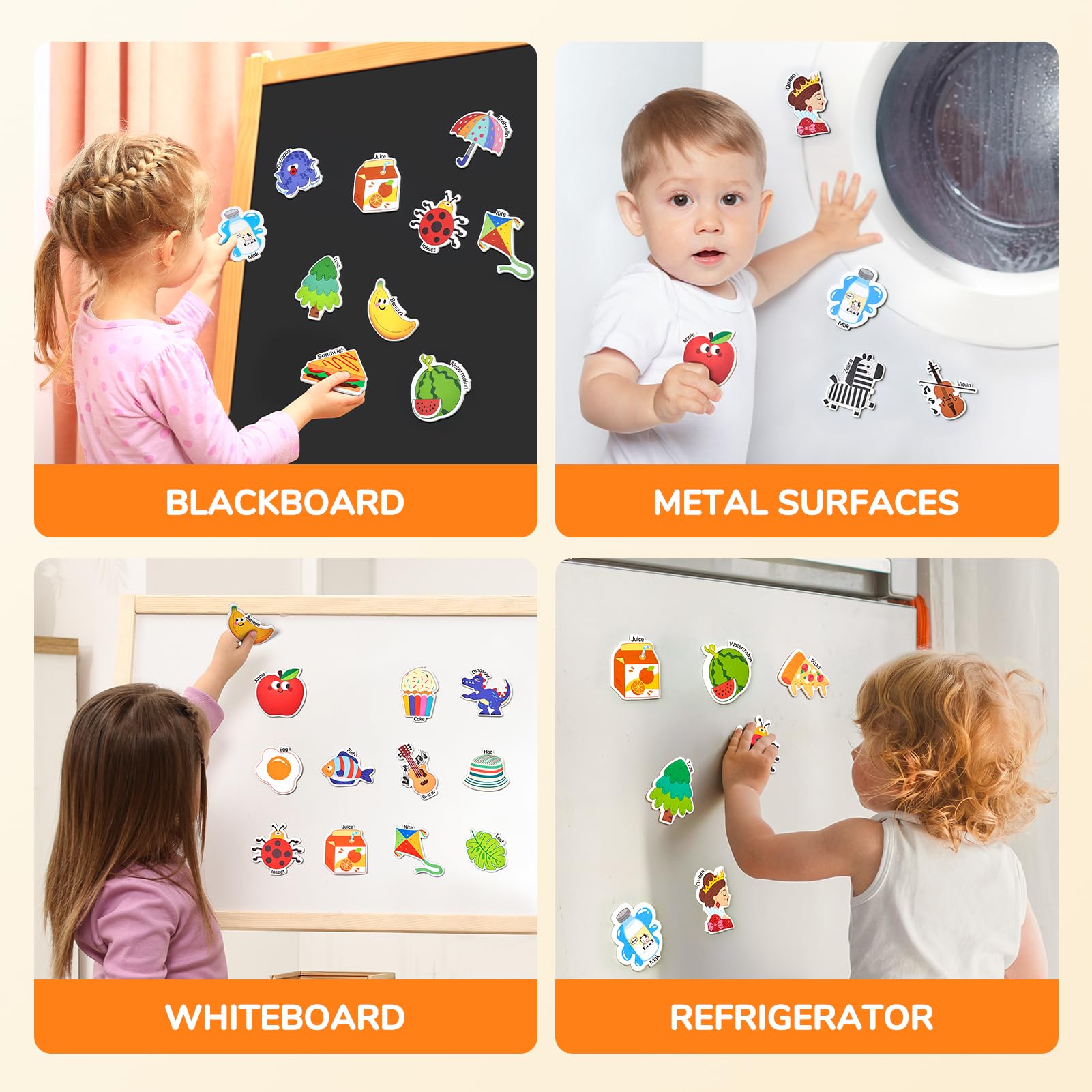 JoyCat 26 Object Fridge Magnets for Toddlers – Large Magnetic Learning Toys for Ages 2-5