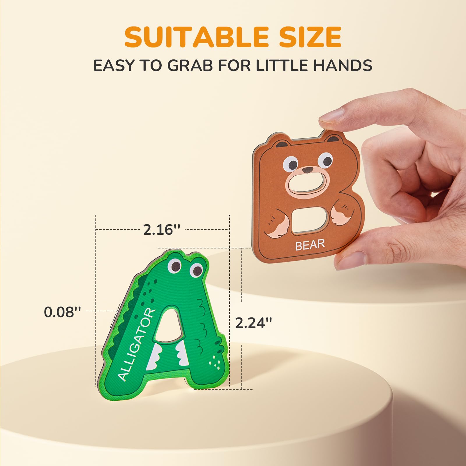 JoyCat Magnetic Letters: 26 Uppercase Alphabet Fridge Magnets with Animal Designs for Toddlers Age 2+