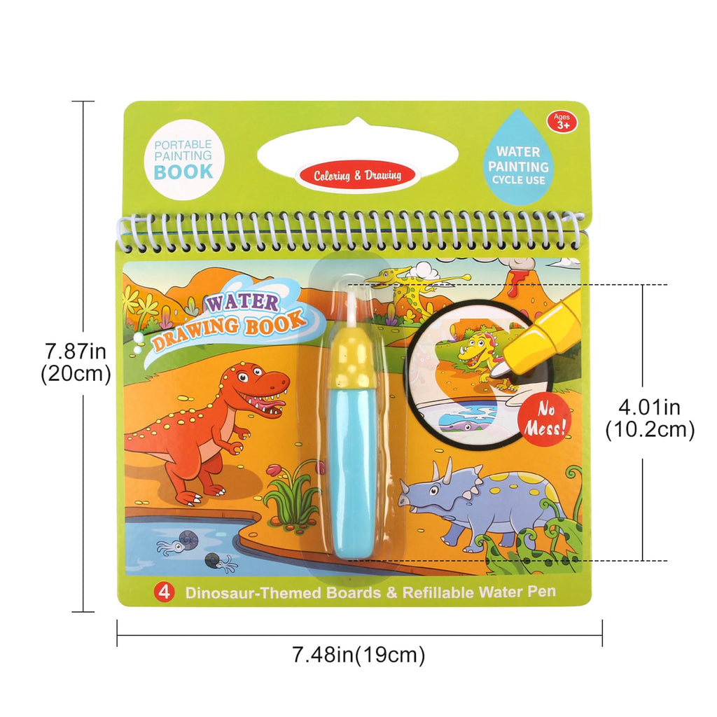 Joyfia Water Drawing Books – Mess-Free Coloring Set with Dinosaur, Cartoon & Vehicle Themes for Toddlers