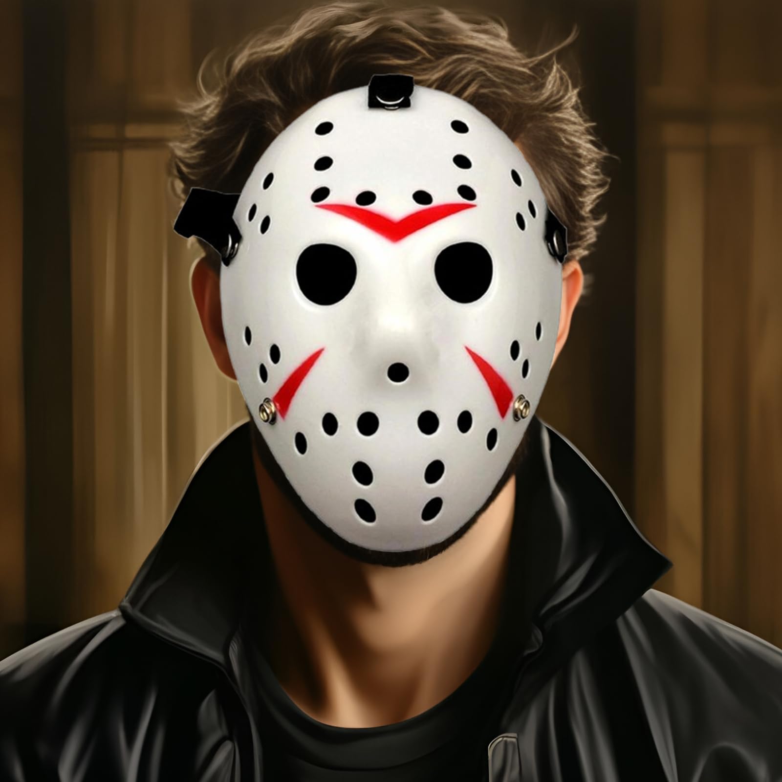 JOYFISCO Horror Hockey Mask for Halloween, Cosplay & Costume Parties – Lightweight Plastic with Breathable Design