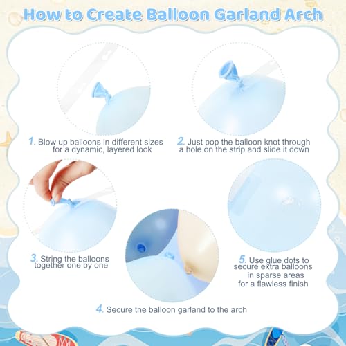 JOYFLOAT Blue Beach Balloon Arch Kit – 140Pcs Blue & White Balloons for Ocean Sea Pool Theme Party Decor