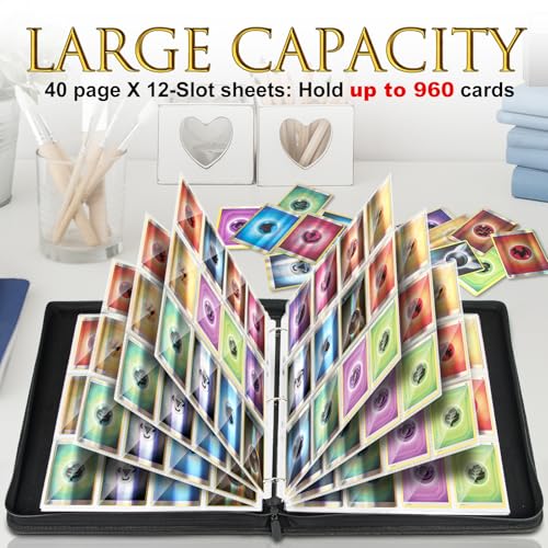 JoyHood 960-Card Trading Card Binder – 40-Page, 12-Pocket Album for TCG/MTG/YGO/Sports Cards