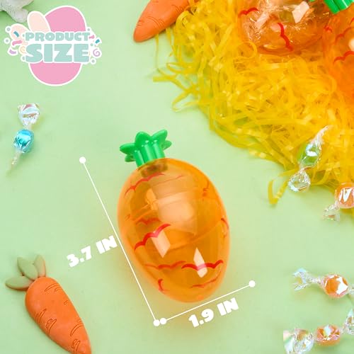 JOYIN 12-Pack 3.7-Inch Plastic Carrot-Shaped Easter Eggs – Fillable Orange Eggs for Hunts, Decorations, and Treats