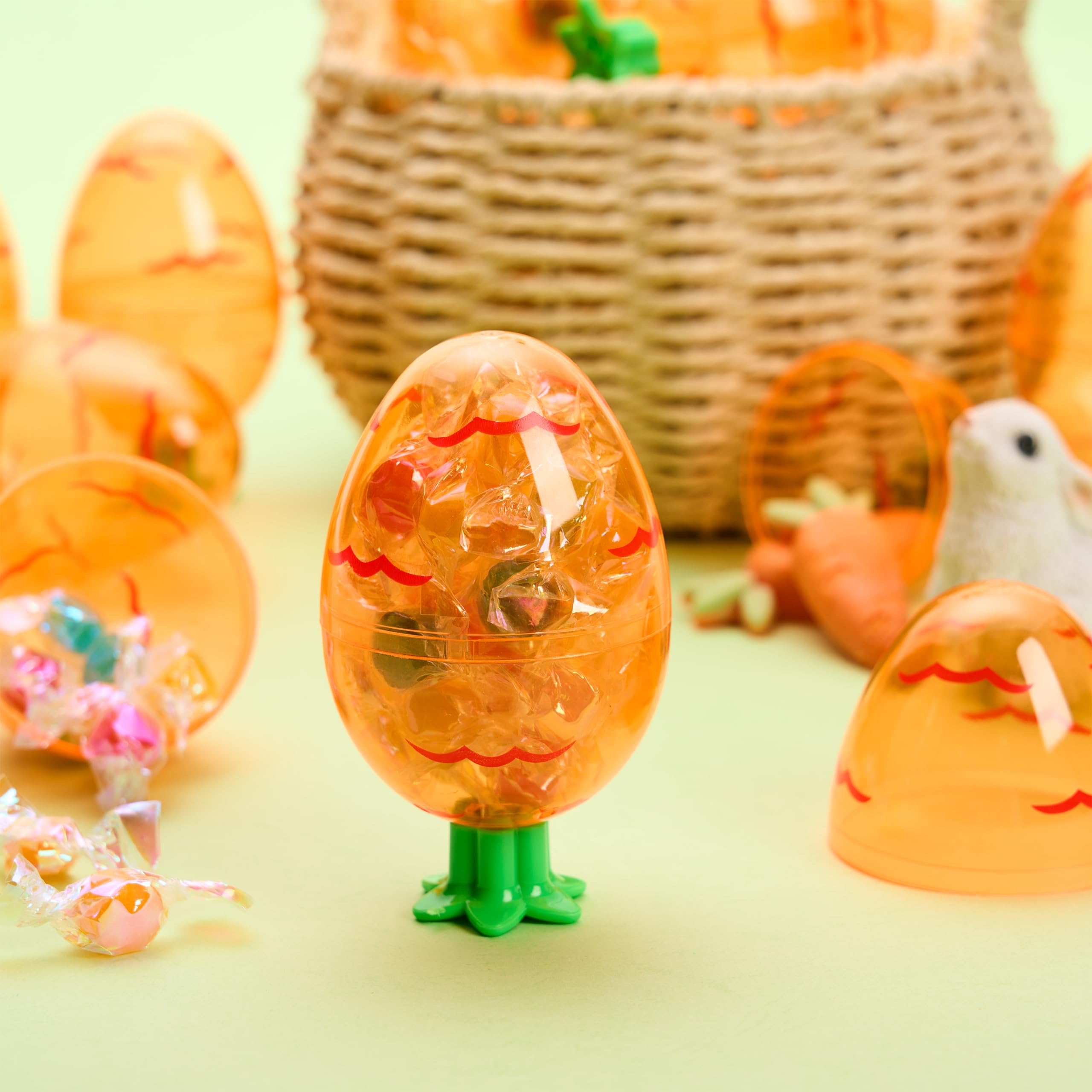 JOYIN 12-Pack 3.7-Inch Plastic Carrot-Shaped Easter Eggs – Fillable Orange Eggs for Hunts, Decorations, and Treats