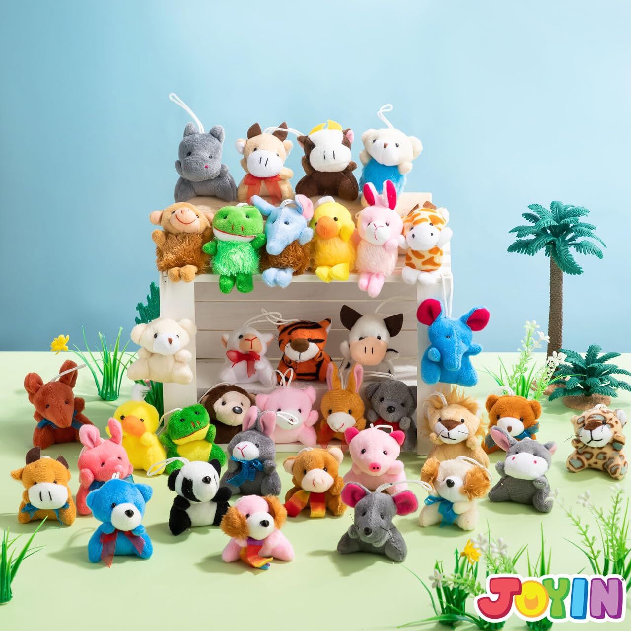 JOYIN 12-Pack Mini Plush Animals: Assorted 3-Inch Stuffed Toys for Party Favors, Prizes, and Backpack Decor
