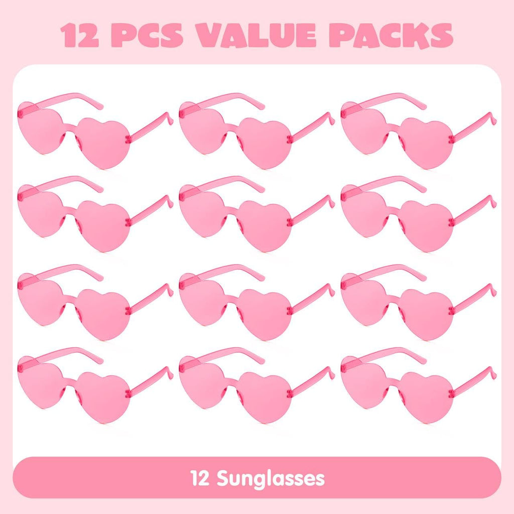 JOYIN 12 Pack Pink Heart Sunglasses for Valentine's Day – Classroom Exchange Gifts with Cards