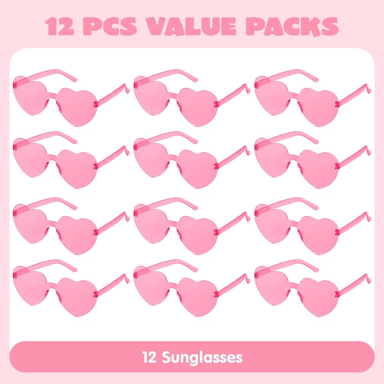 JOYIN 12 Pack Pink Heart Sunglasses for Valentine's Day – Classroom Exchange Gifts with Cards