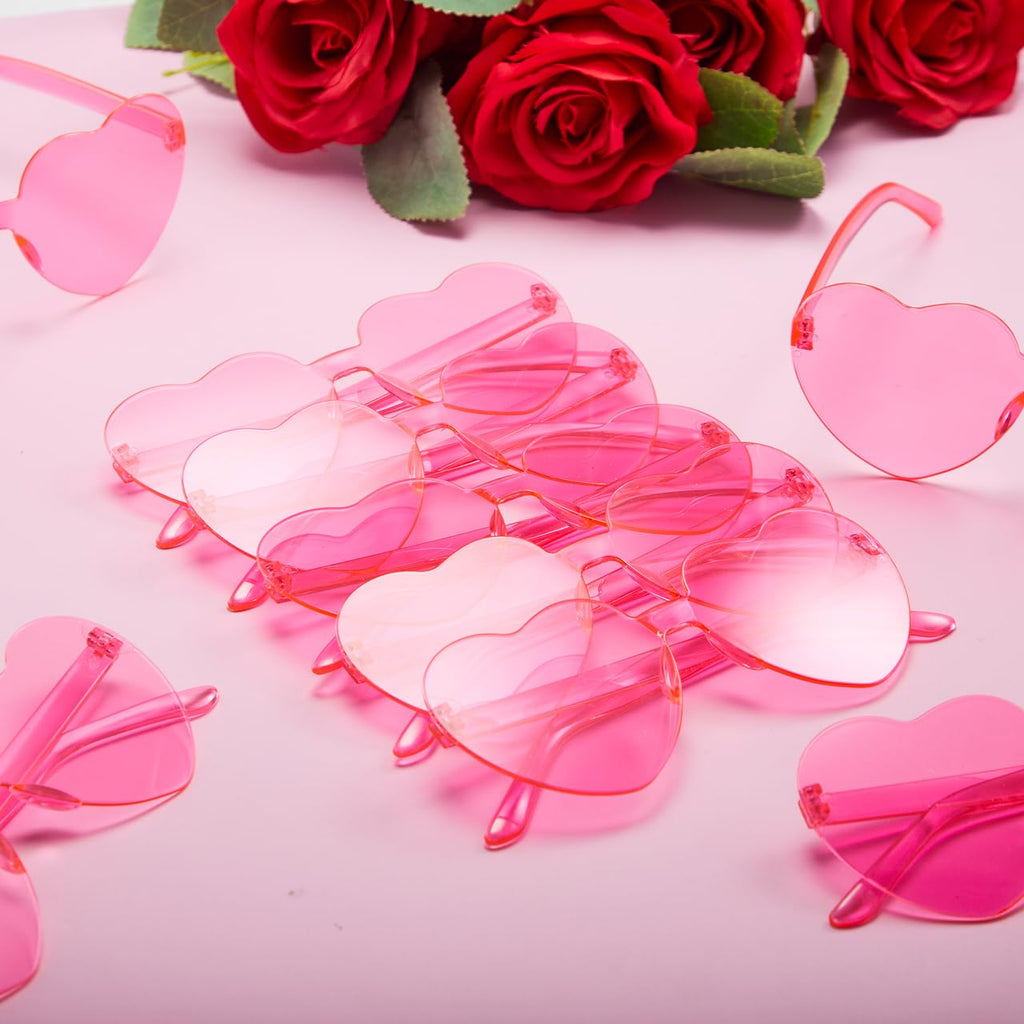 JOYIN 12 Pack Pink Heart Sunglasses for Valentine's Day – Classroom Exchange Gifts with Cards