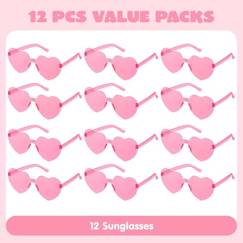 JOYIN 12 Pack Pink Heart Sunglasses for Valentine's Day – Classroom Exchange Gifts with Cards
