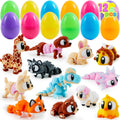 JOYIN 12-Pack Prefilled Easter Eggs with 3D Printed Articulated Mini Animal Toys