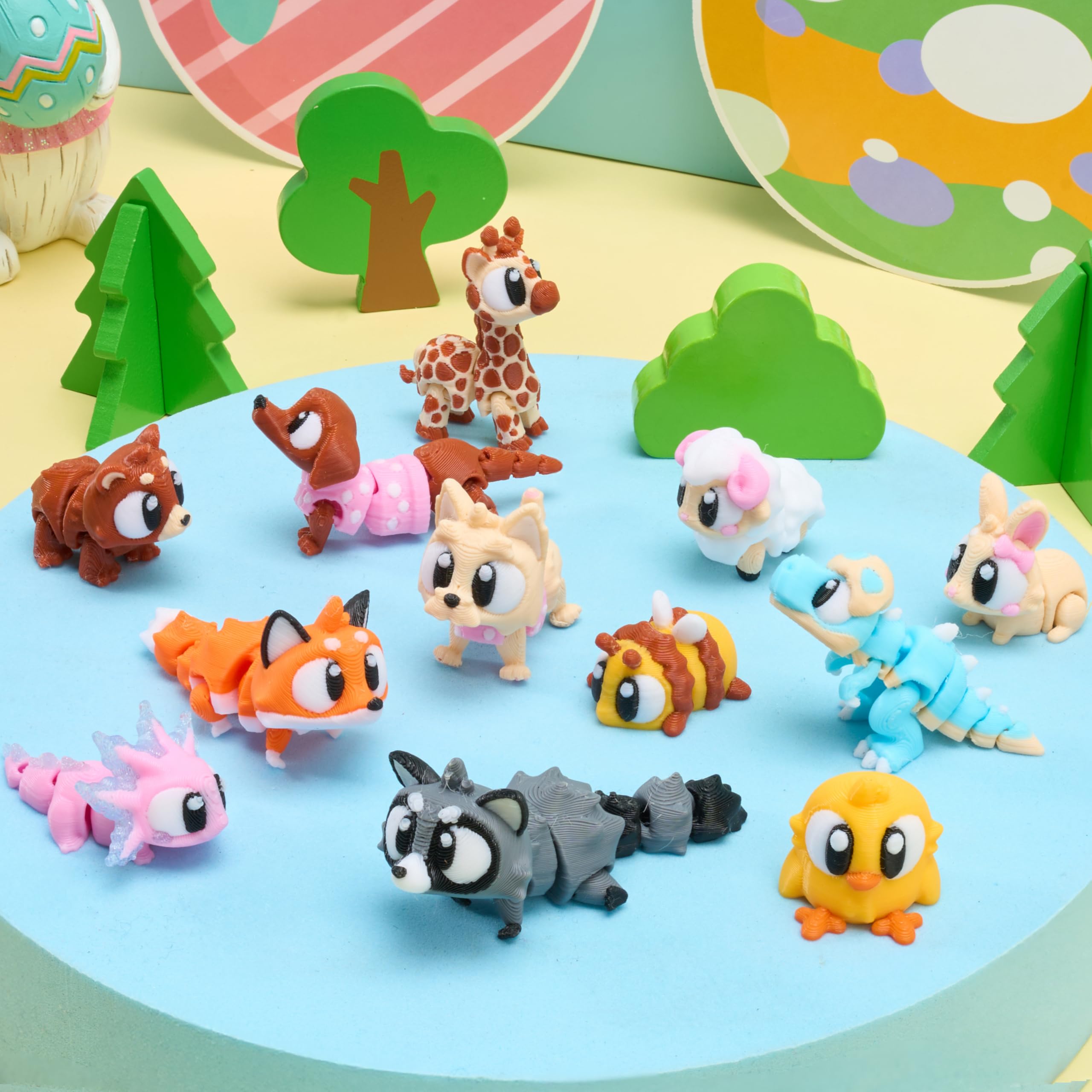 JOYIN 12-Pack Prefilled Easter Eggs with 3D Printed Articulated Mini Animal Toys