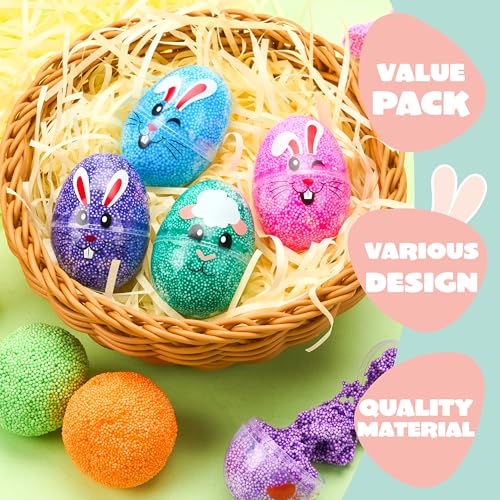 JOYIN 12-Pack Prefilled Easter Eggs with Foam Squishy Toys - Cute Chick, Bunny, and Lamb Designs for Egg Hunts, Basket Stuffers, Party Favors