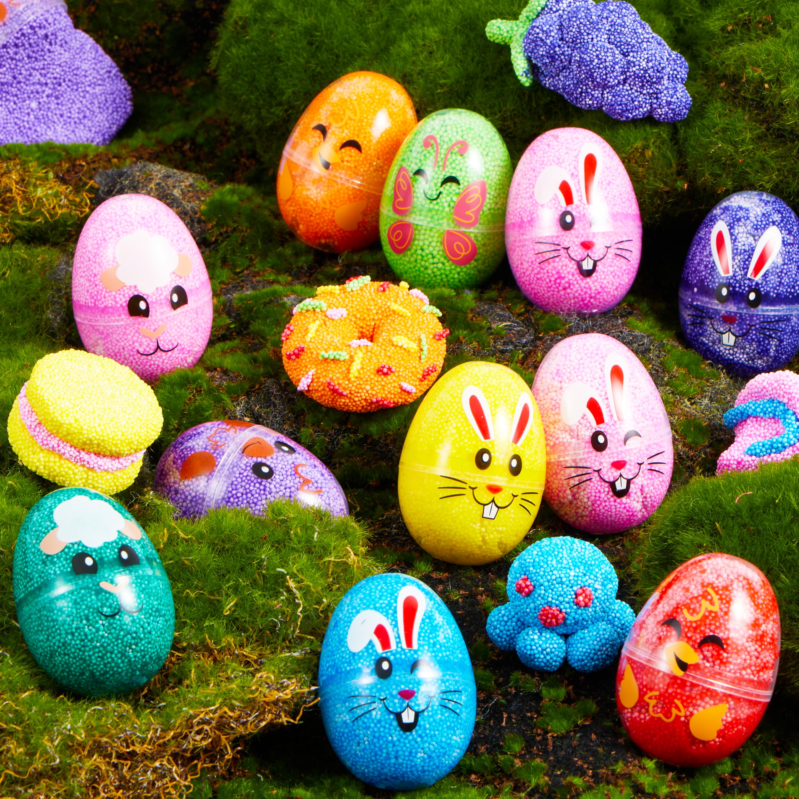 JOYIN 12-Pack Prefilled Easter Eggs with Foam Squishy Toys - Cute Chick, Bunny, and Lamb Designs for Egg Hunts, Basket Stuffers, Party Favors