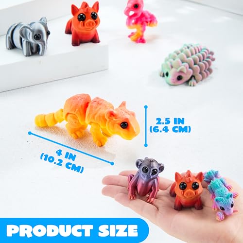 JOYIN 12-Piece 3D Printed Safari Animal Figurines – Articulated, Flexible Fidget Toys for Party Favors and Classroom Rewards