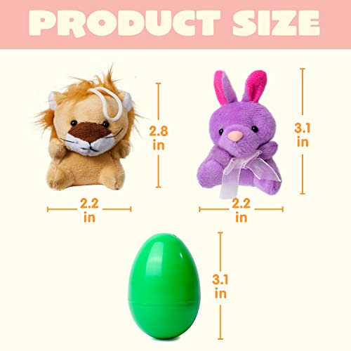 JOYIN 12 Prefilled Easter Eggs with 12 Different Mini Plush Animals for Kids Ages 3-10