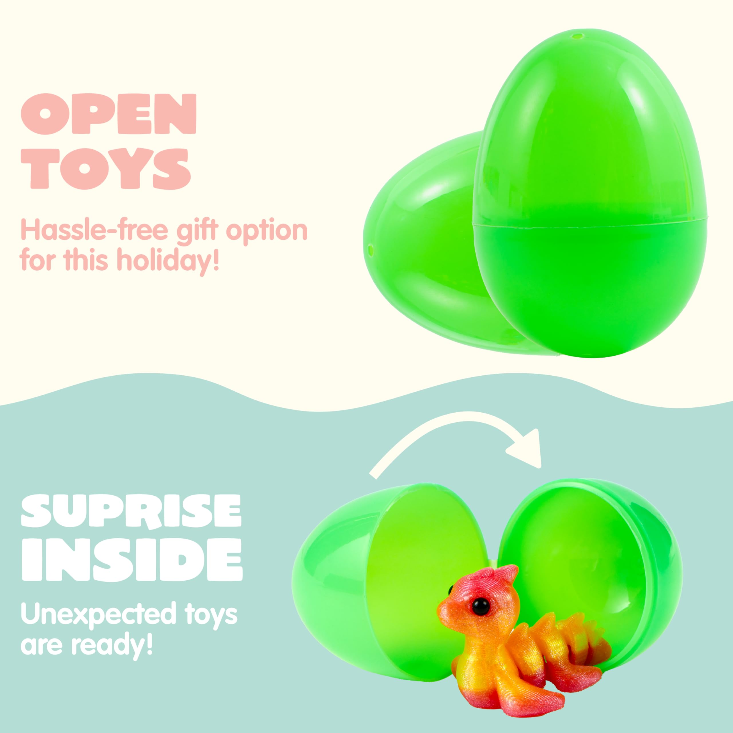 JOYIN 12 Prefilled Easter Eggs with 3D Printed Articulated Fantasy Animals - Party Favors, Basket Stuffers, Classroom Prizes