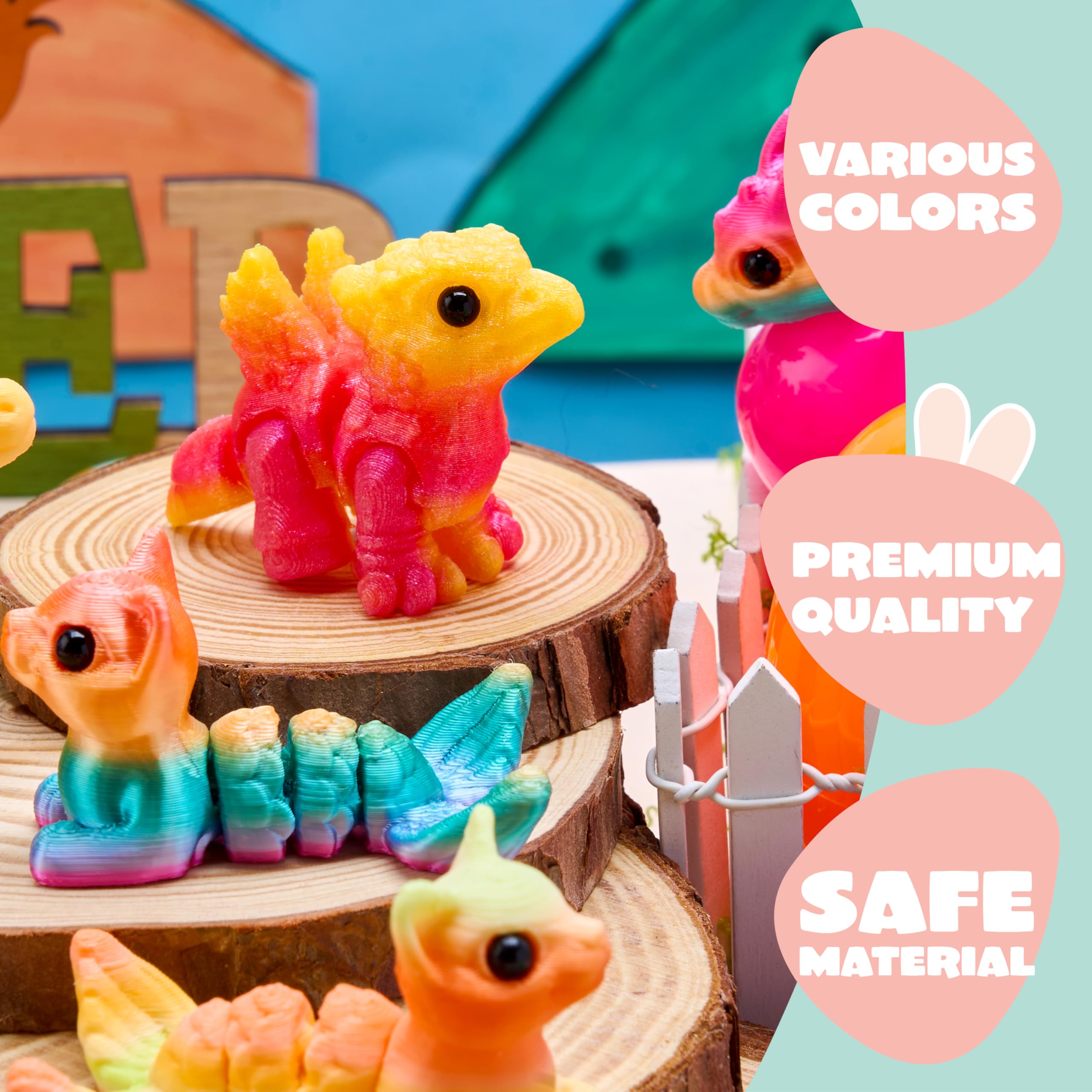 JOYIN 12 Prefilled Easter Eggs with 3D Printed Articulated Fantasy Animals - Party Favors, Basket Stuffers, Classroom Prizes