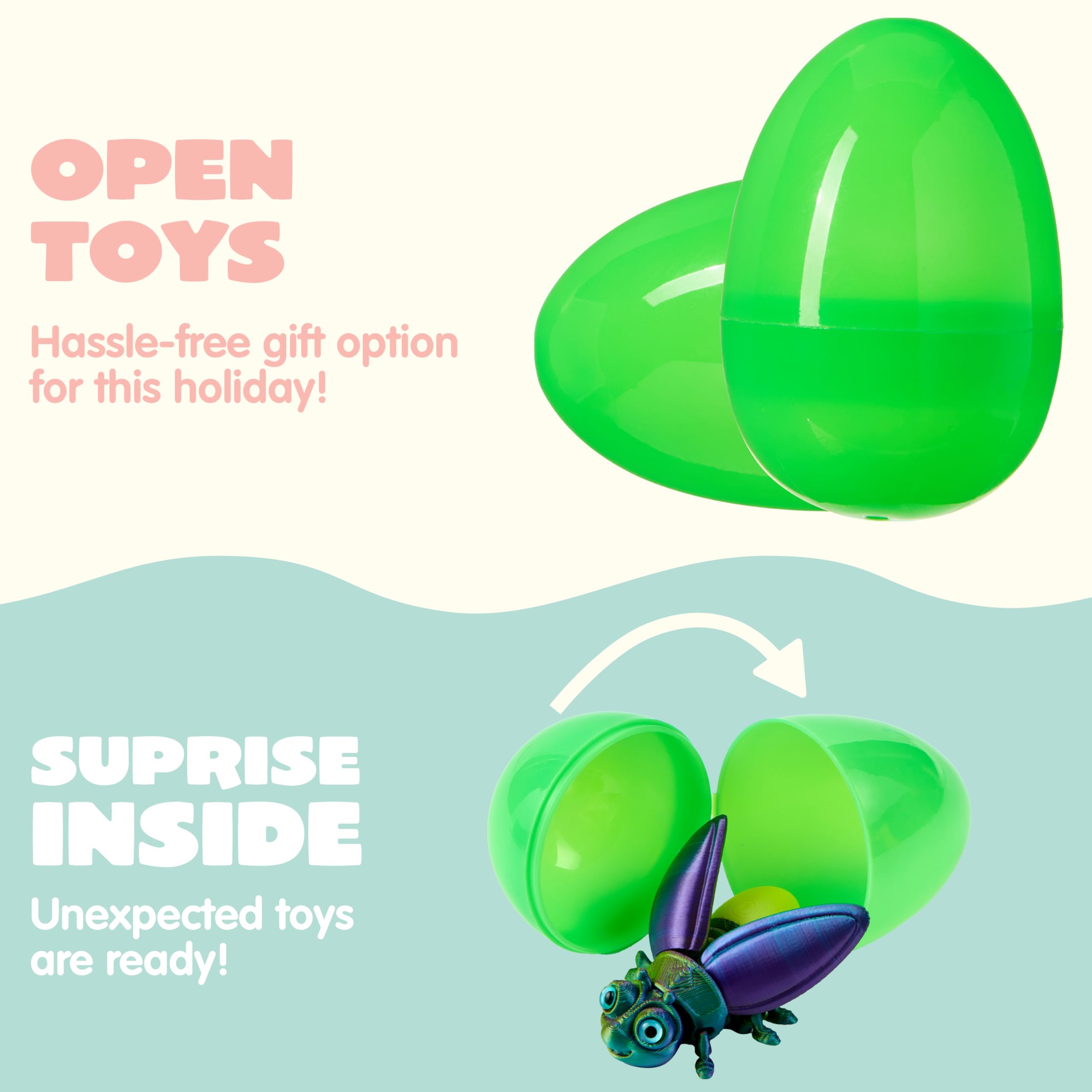 JOYIN 12 Prefilled Easter Eggs with 3D Printed Insects – Fun Easter Basket Stuffers & Party Favors