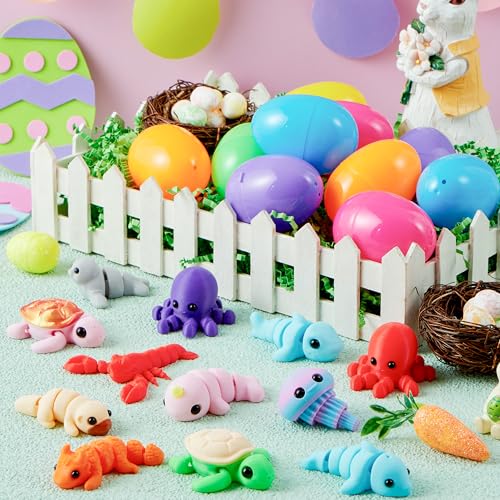 JOYIN 12 Prefilled Easter Eggs with Articulated Mini Sea Animals – 3D Printed Toys for Ages 8+