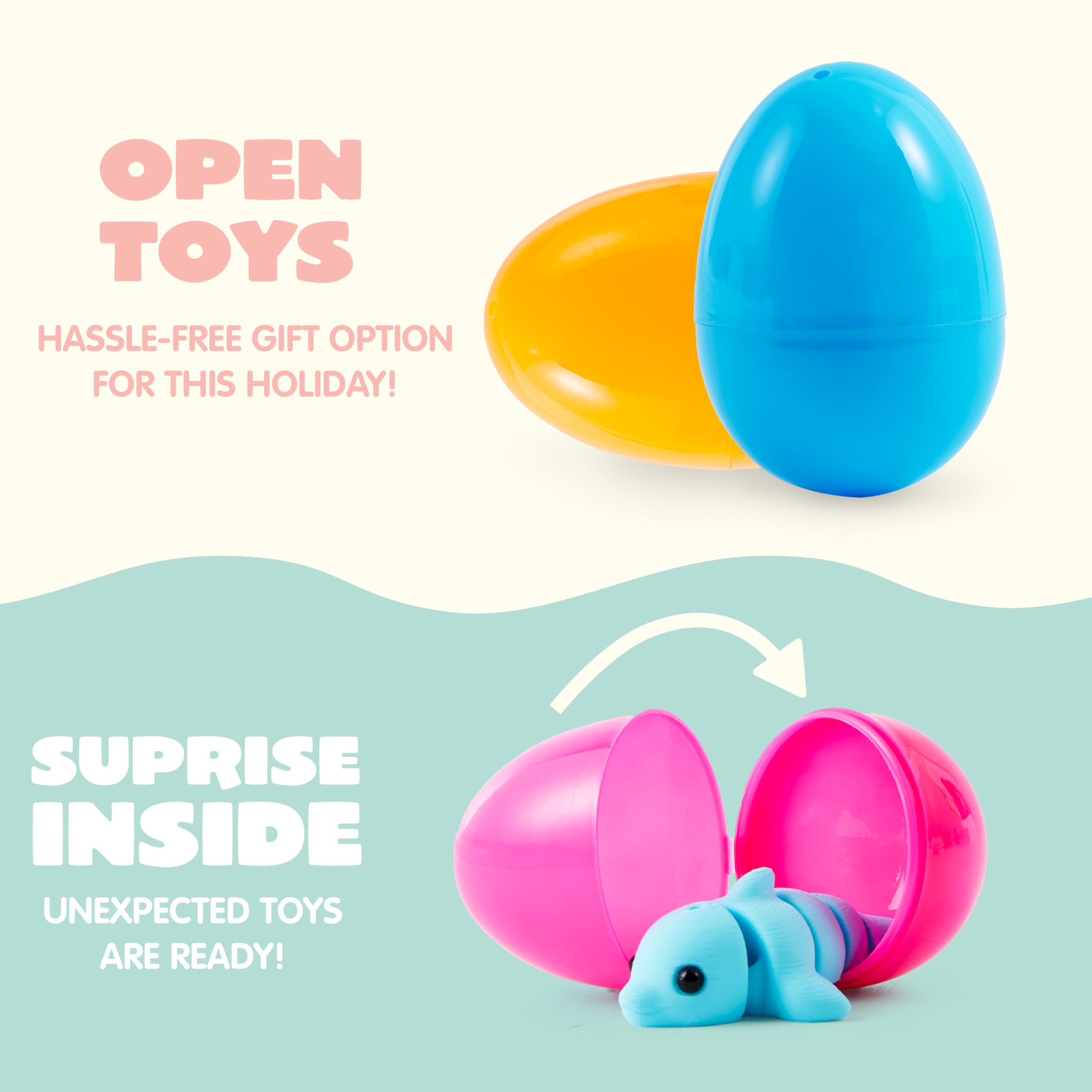 JOYIN 12 Prefilled Easter Eggs with Articulated Mini Sea Animals – 3D Printed Toys for Ages 8+