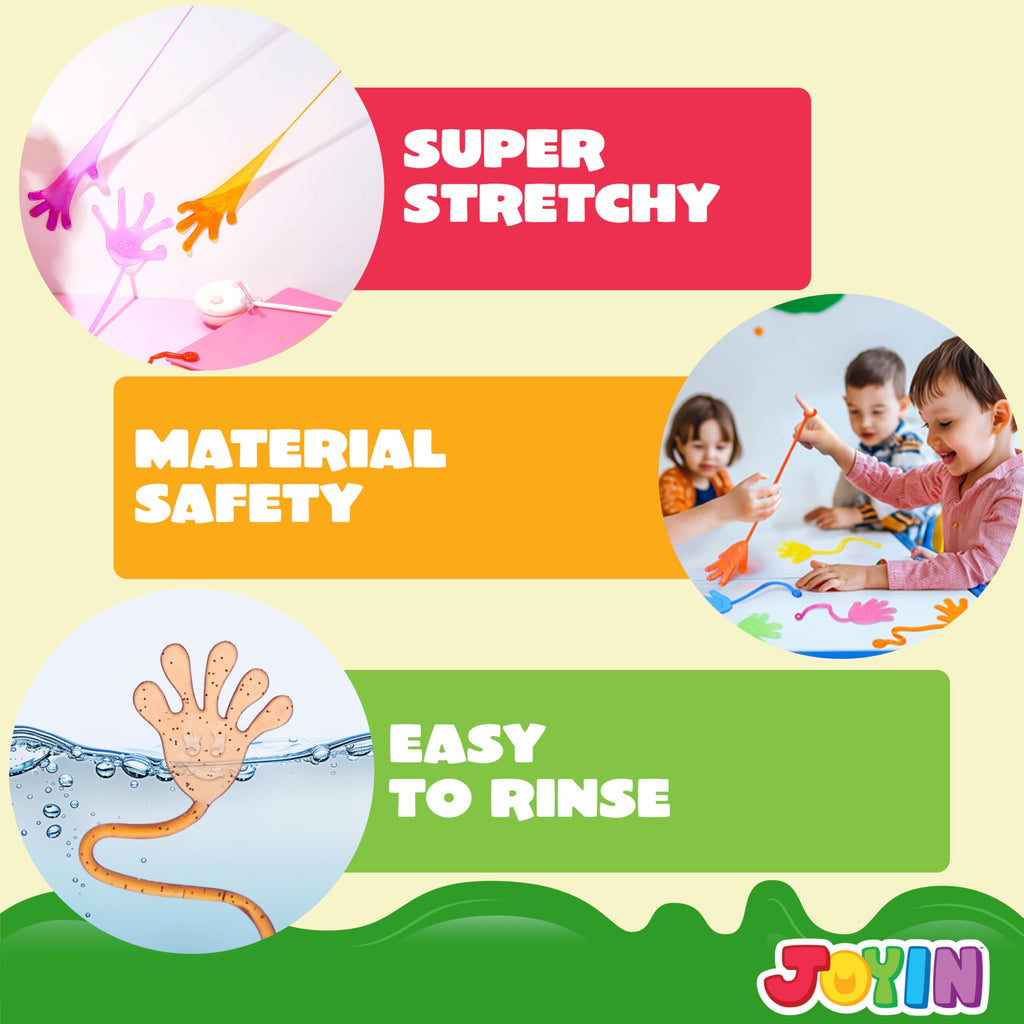 JOYIN 120-Pack Glitter Sticky Hands Party Favors – 8 Colors, Stretchy & Non-Toxic
