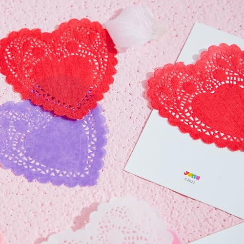 JOYIN 126+ Piece Valentine's Day Craft Set with Heart Doilies, Foam Hearts, and Stickers