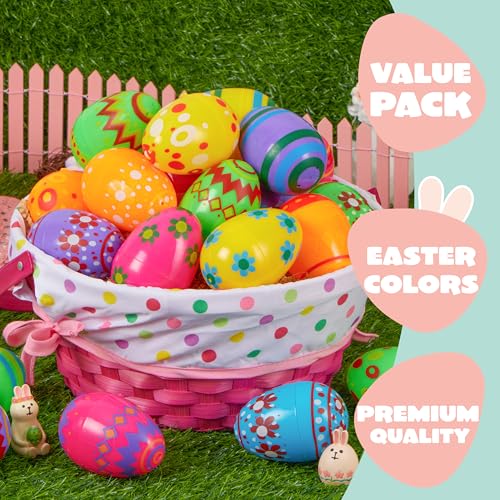 JOYIN 18-Pack 3.15-Inch Fillable Plastic Easter Eggs - Pastel Multicolor for Hunt and Party Favors