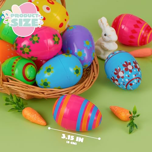 JOYIN 18-Pack 3.15-Inch Fillable Plastic Easter Eggs - Pastel Multicolor for Hunt and Party Favors
