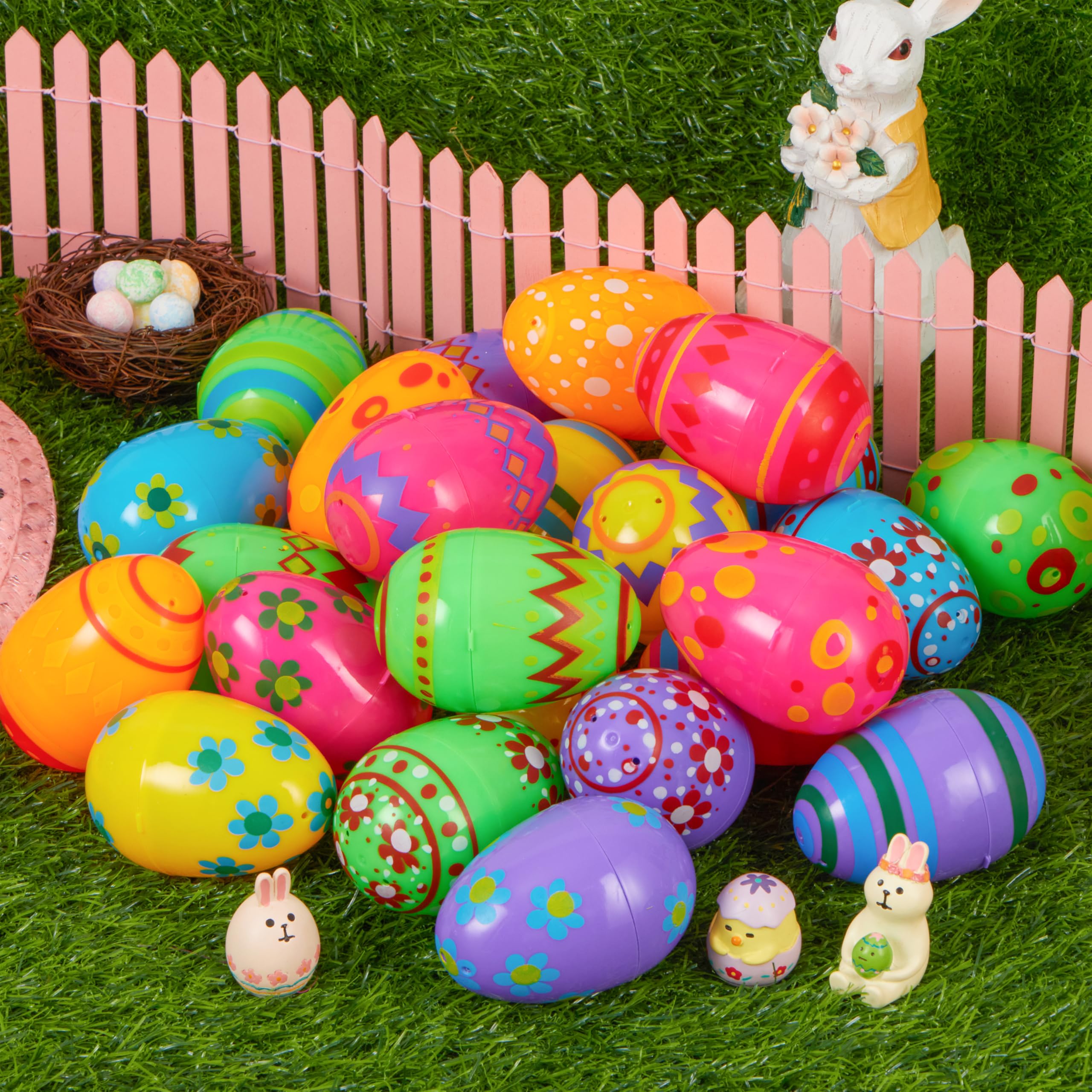 JOYIN 18-Pack 3.15-Inch Fillable Plastic Easter Eggs - Pastel Multicolor for Hunt and Party Favors