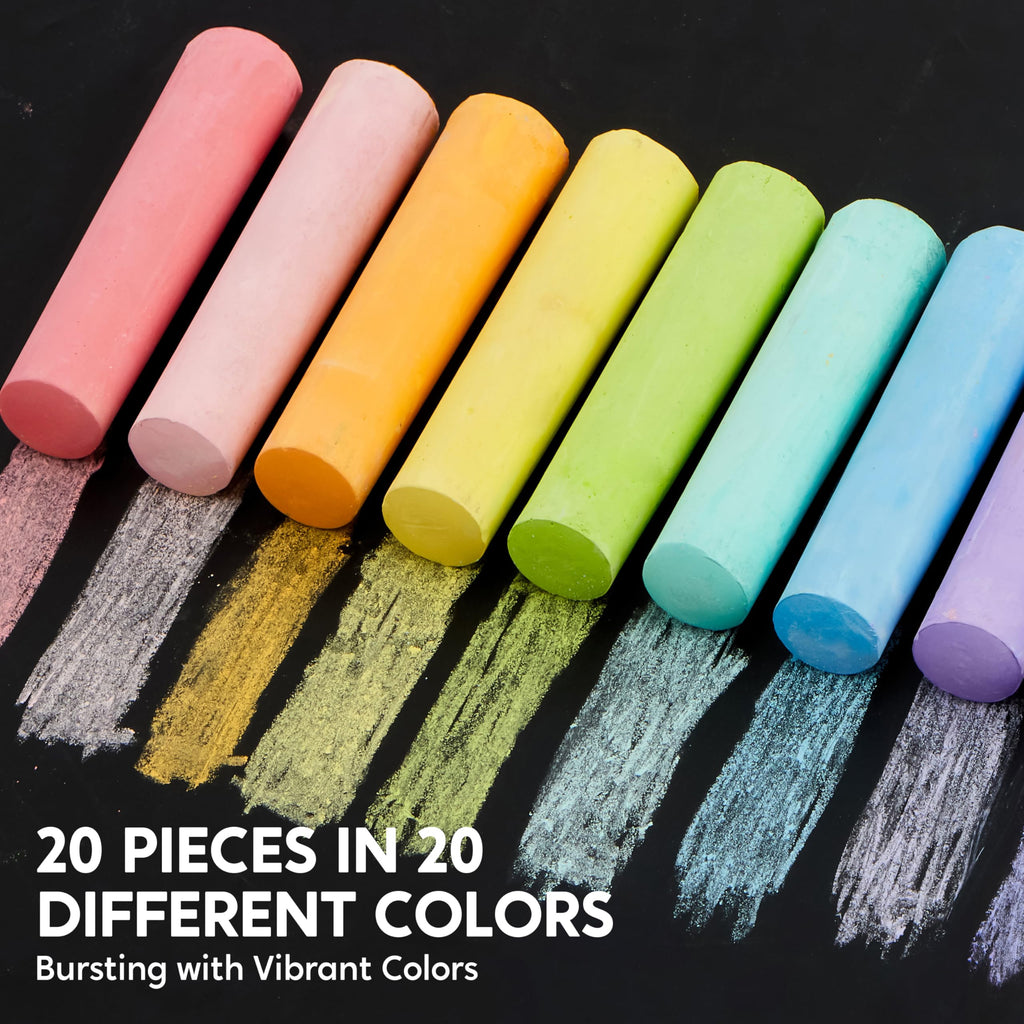 JOYIN 20-Piece Washable Sidewalk Chalk Set – 20 Colors, Non-Toxic, Safe for Kids Ages 3+