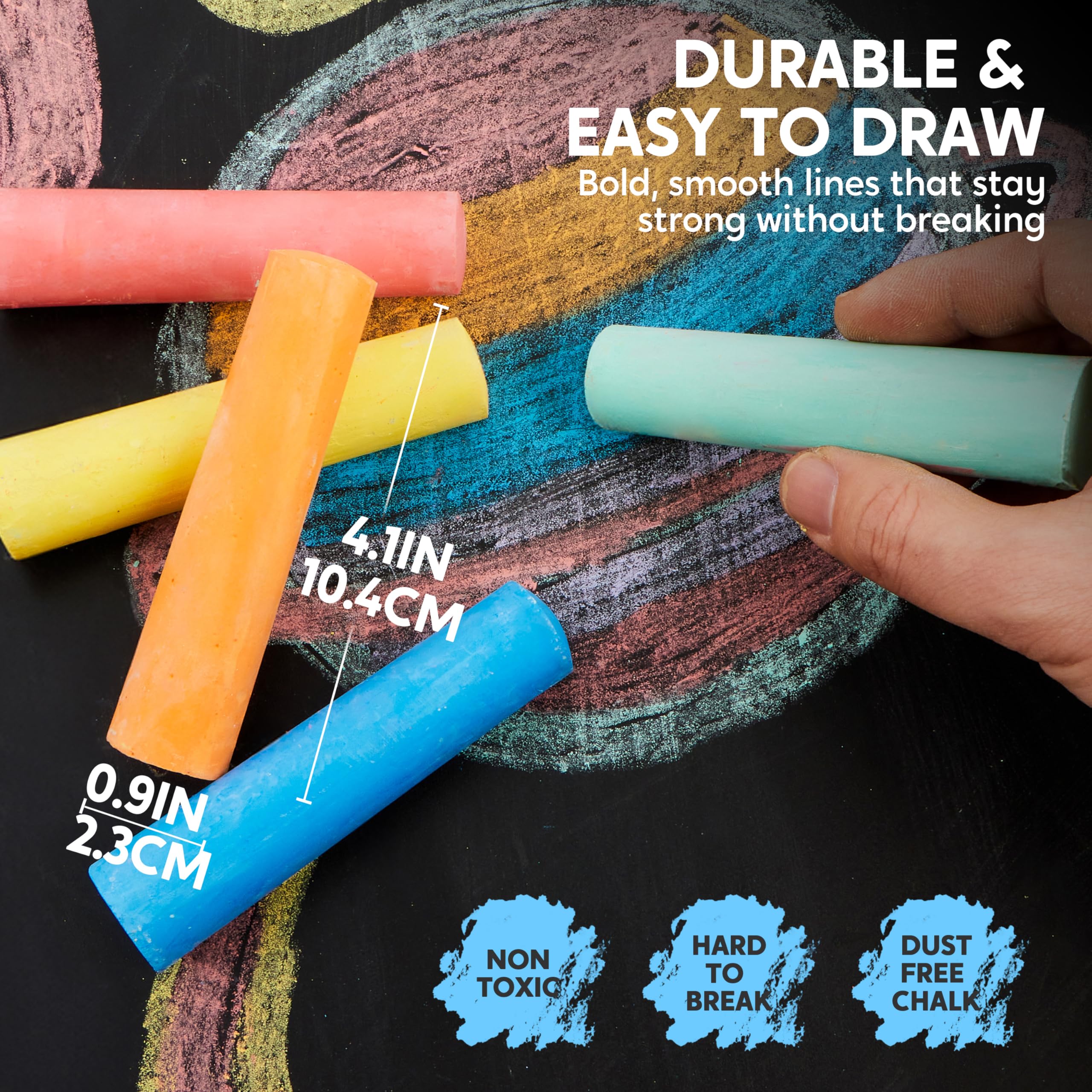 JOYIN 20-Piece Washable Sidewalk Chalk Set – 20 Colors, Non-Toxic, Safe for Kids Ages 3+