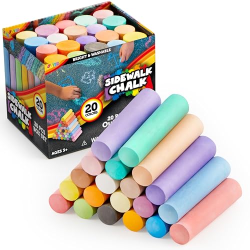 JOYIN 20-Piece Washable Sidewalk Chalk Set – 20 Colors, Non-Toxic, Safe for Kids Ages 3+