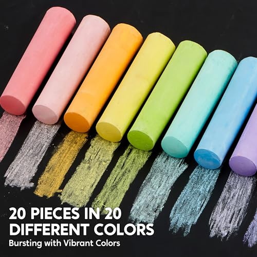 JOYIN 20-Piece Washable Sidewalk Chalk Set – 20 Colors, Non-Toxic, Safe for Kids Ages 3+