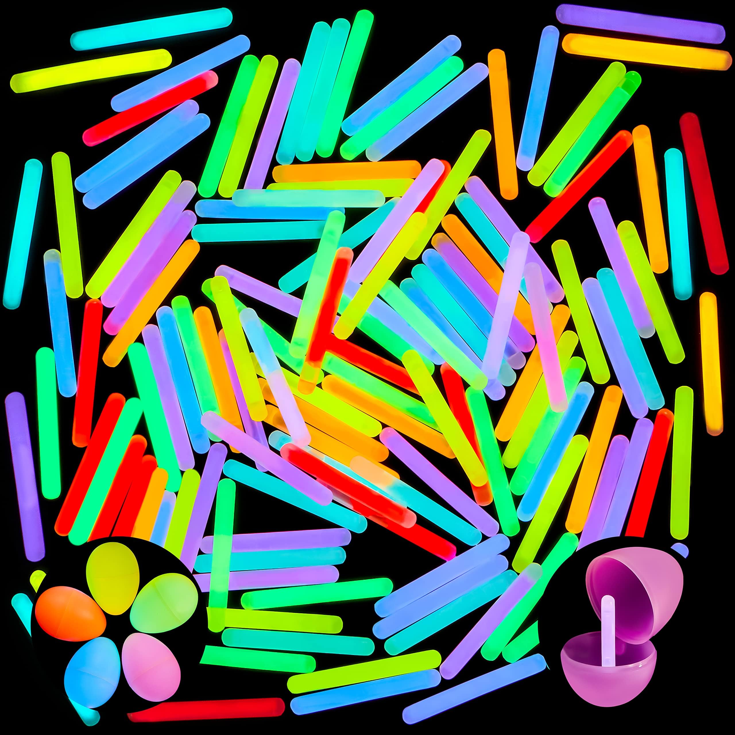 JOYIN 200 Mini Glow Sticks (2 inches) – 8 Colors, Long-Lasting 10-14 Hours, Non-Toxic Party Favors for Easter, Birthdays, Weddings